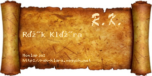 Rák Klára névjegykártya
